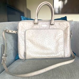 Kate Spade Ostrich Leather Laptop Bag, Light Gray